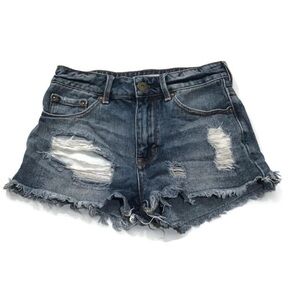 Bullhead Distressed Denim High Rise Short Shorts